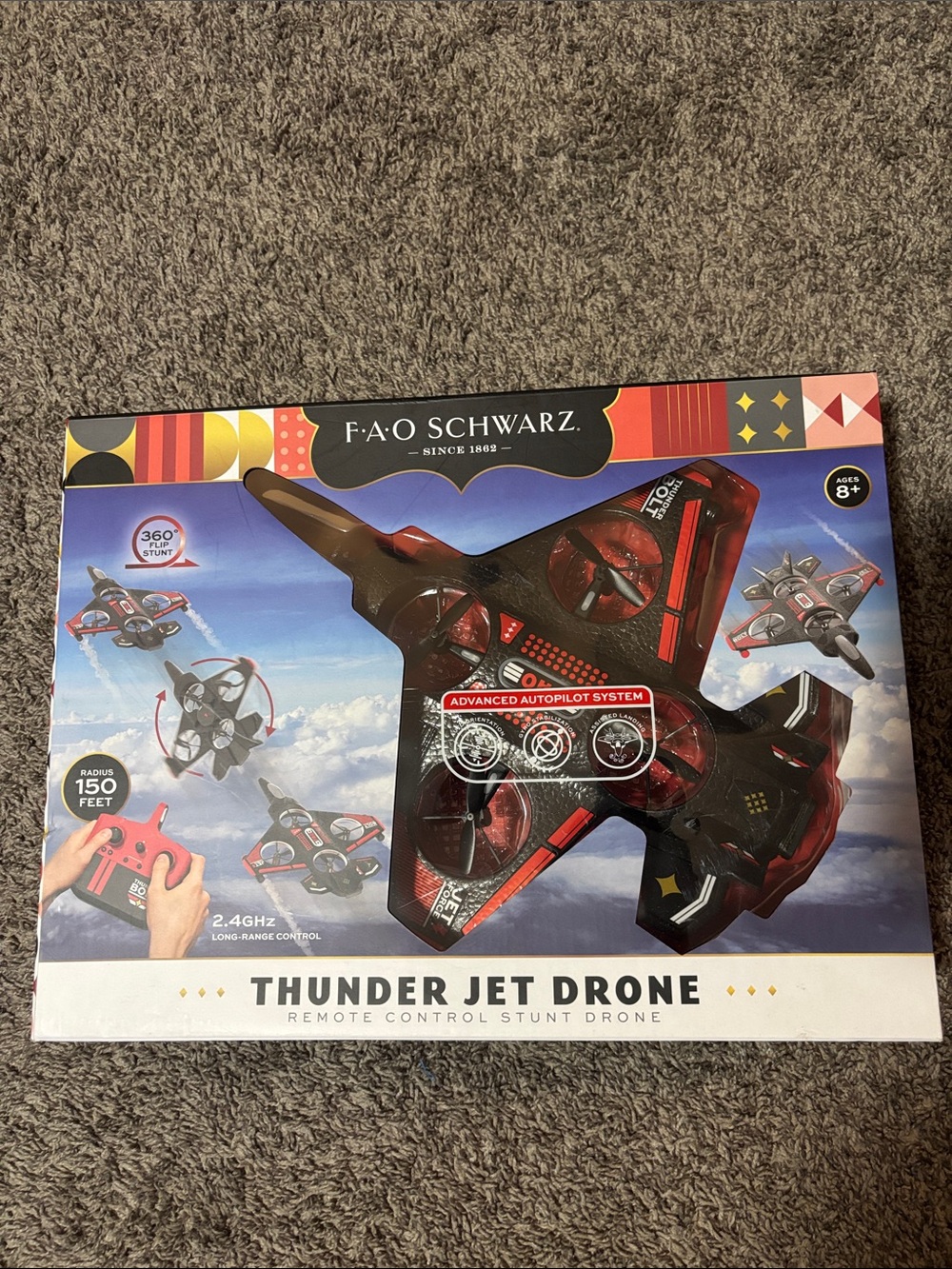 FAO Schwarz Thunder Jet Drone - Red and Black Stunt RC Plane